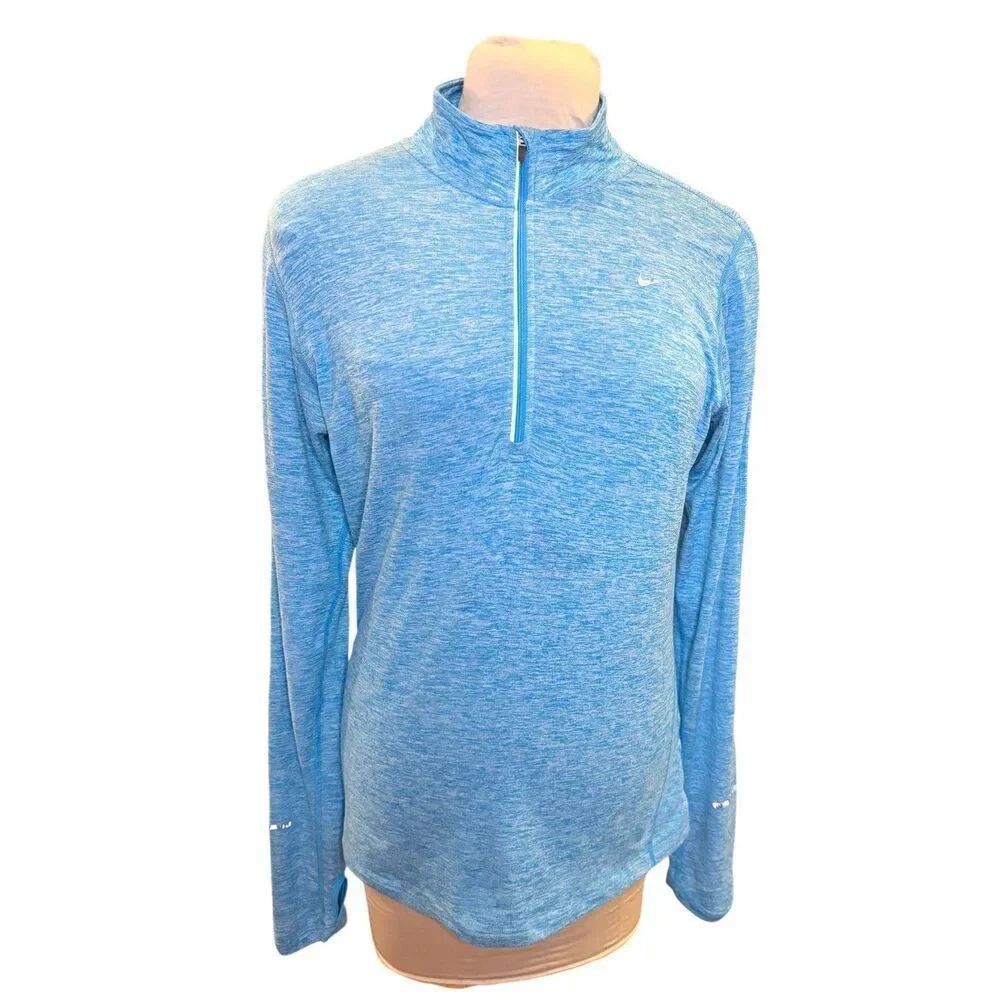 Nike Running Dri-Fit Women's Heather Blue 1/4 Zip Pullover Large Athleisure
